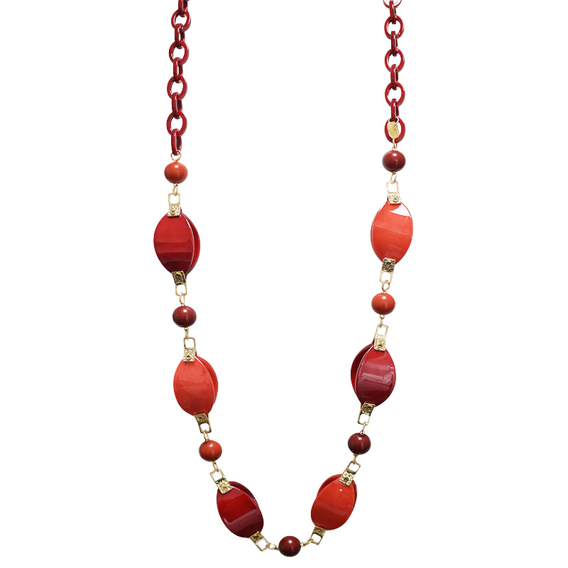COLLANA LUNGA CON CATENA E PERLINE IN RESINA - FT24196B761 COLLANA LUNGA CON CATENA E PERLINE IN RESINA - FT24196B761
