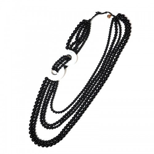 COLLANA LUNGA MULTIFILO CON PERLINE IN RESINA - FT24240B622