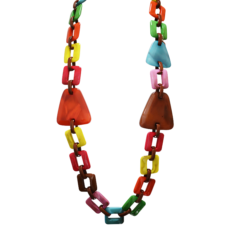 COLLANA LUNGA A CATEMA CON TRAPEZI IN RESINA - FT24280B623 COLLANA LUNGA A CATEMA CON TRAPEZI IN RESINA - FT24280B623
