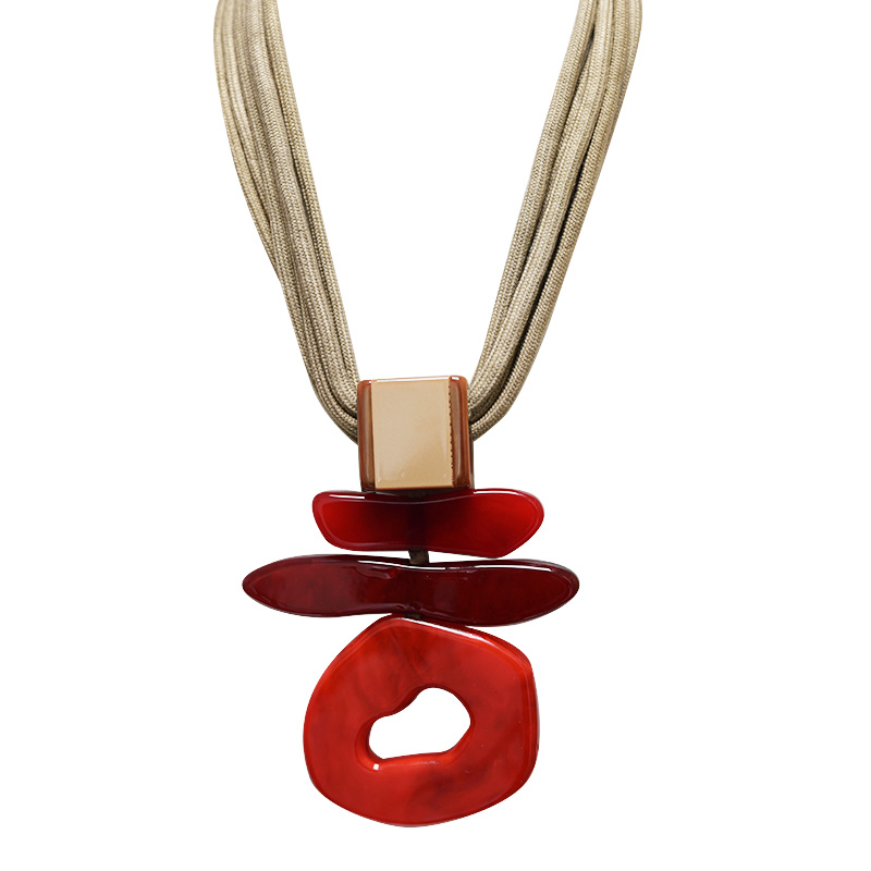 COLLANA MULTIFILO IN CORDA CON PENDENTE ASTRATTO IN RESINA - FT25144C532