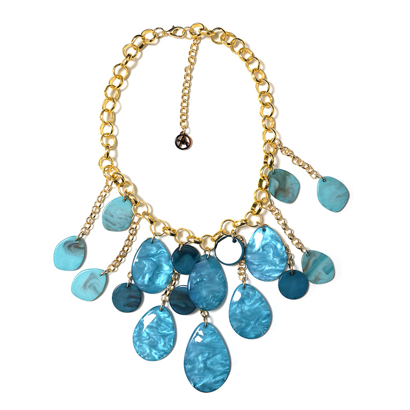 COLLANA BAVAGLINO CON PENDENTI MULTIFORMA IN RESINA - FT25152C535