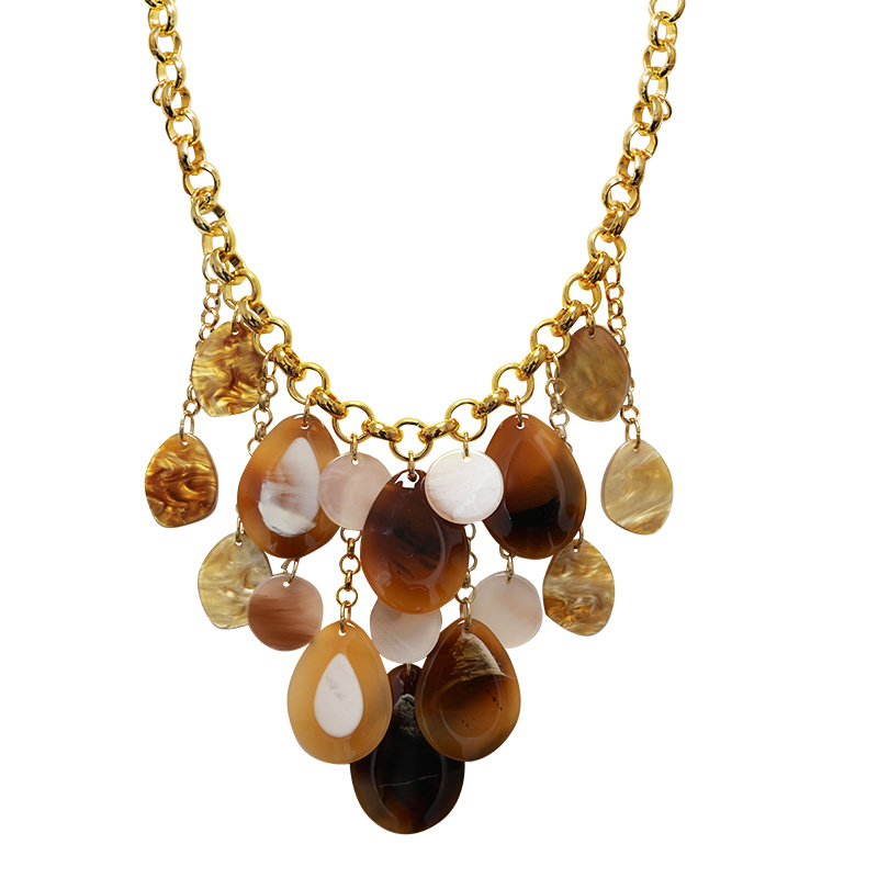 COLLANA BAVAGLINO CON PENDENTI MULTIFORMA IN RESINA - FT25152C535