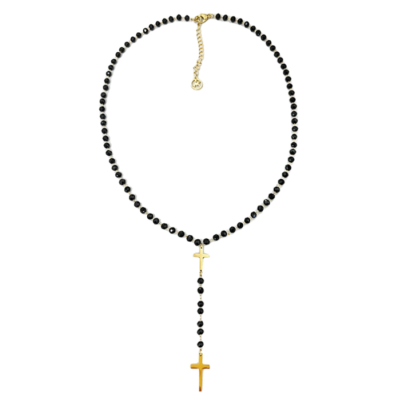 COLLANA A Y CON PERLINE E CROCE - JN211225L41