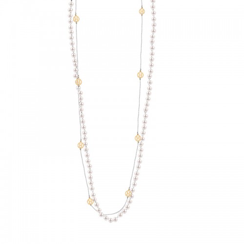 LONG DOUBLE STRAND NECKLACE WITH BEADS AND H CHARMS - JN211225L42