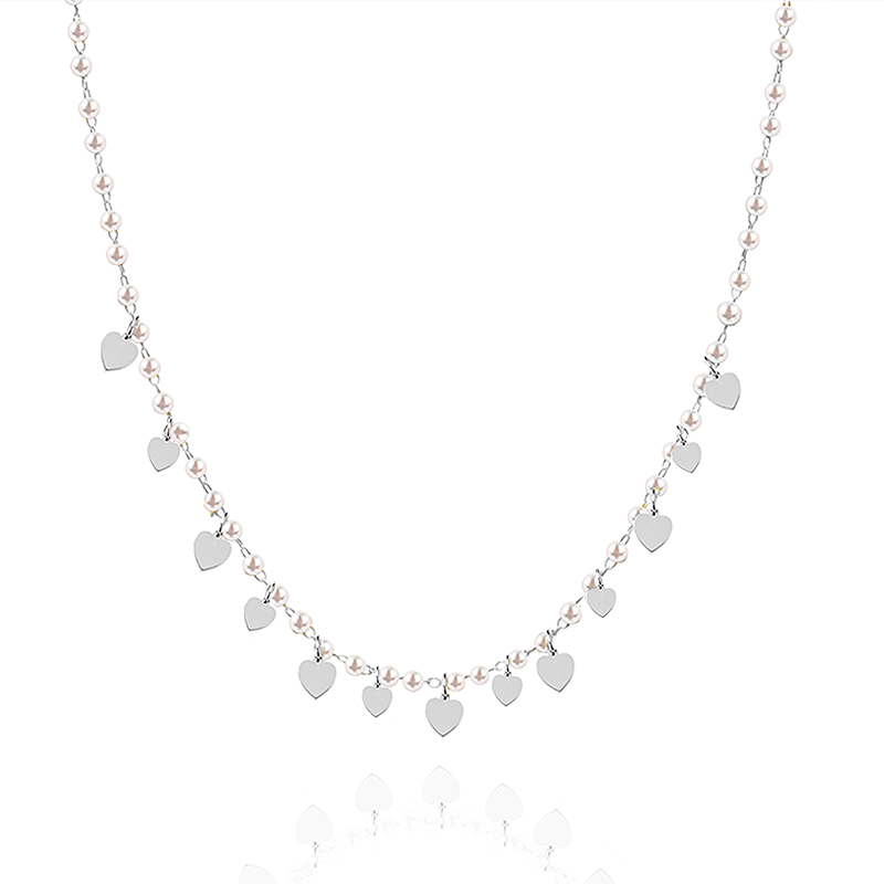 COLLANA GIROCOLLO CON PERLINE E CUORE - JN21123100A34