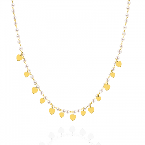 COLLANA GIROCOLLO CON PERLINE E CUORE - JN21123100A34