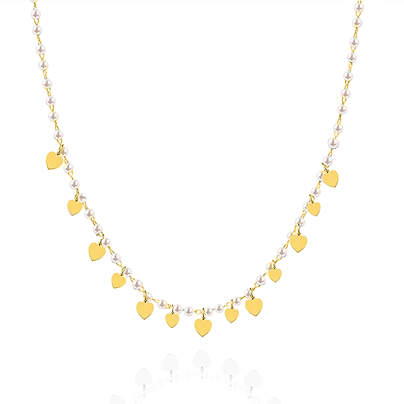 COLLANA GIROCOLLO CON PERLINE E CUORE - JN21123100A34