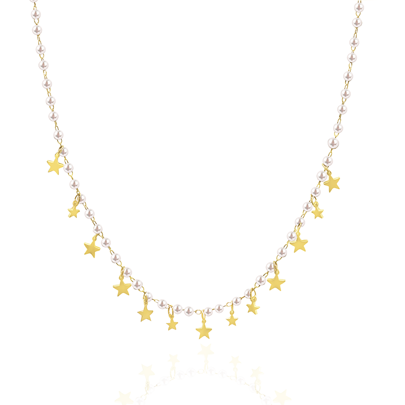 COLLANA GIROCOLLO CON PERLINE E STELLA - JN21123100A35
