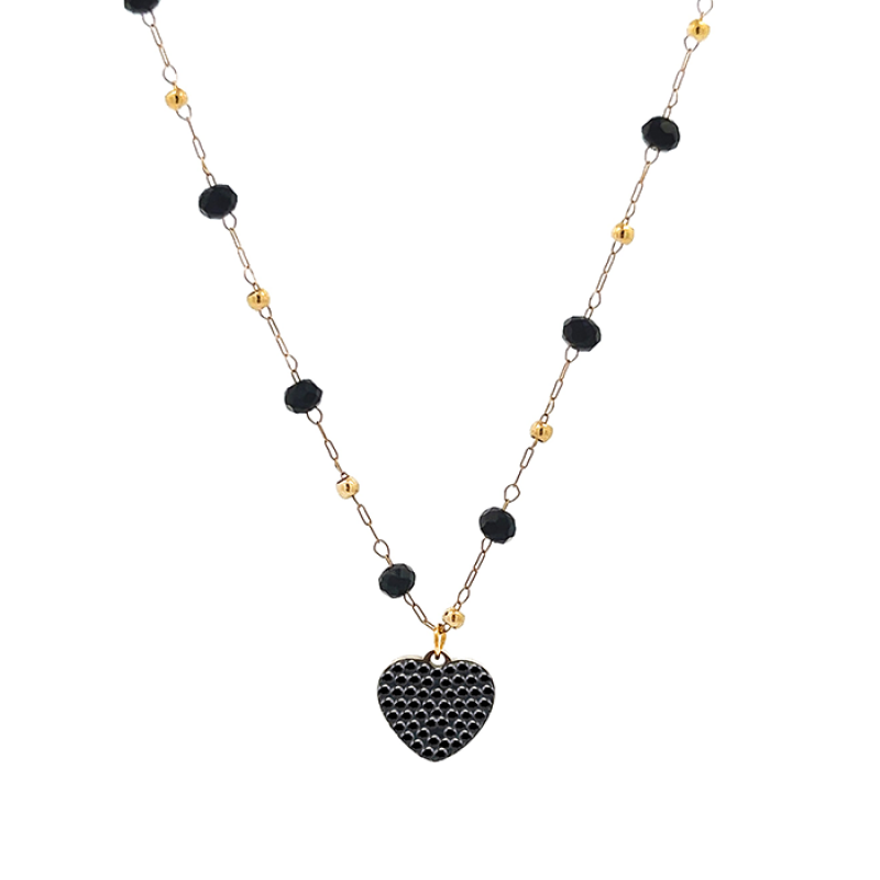 COLLANA DI PERLINE CON CIONDOLO CUORE IN STRASS - JN2136368B25 COLLANA DI PERLINE CON CIONDOLO CUORE IN STRASS - JN2136368B25