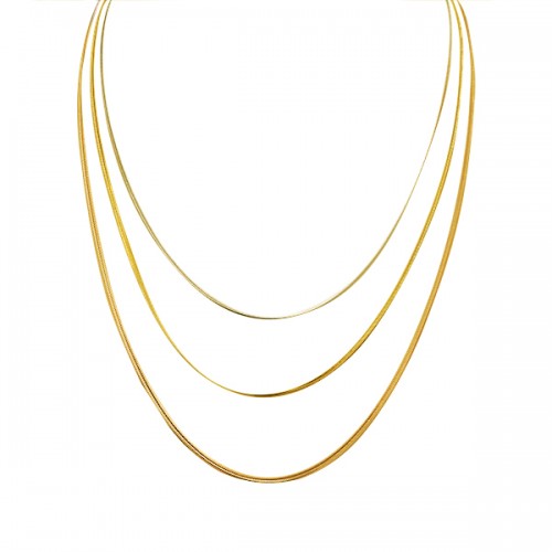 COLLANA A TRE CATENE SNAKE PIATTE - JN2476A897