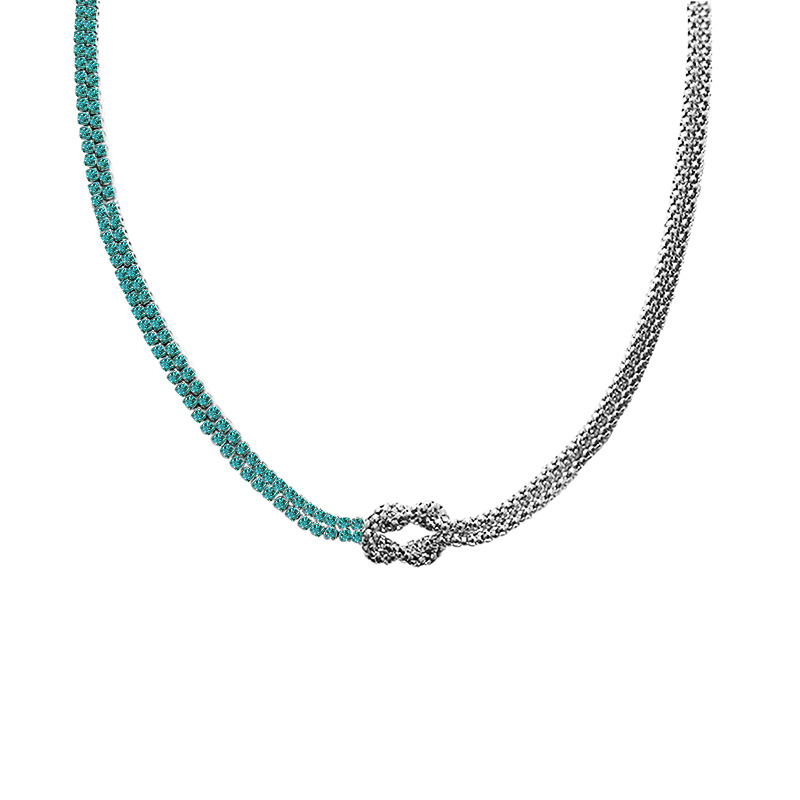 COLLANA CON NODO E ZIRCONE COLORATO A DOPPIO FILO 2MM - JN25120C271