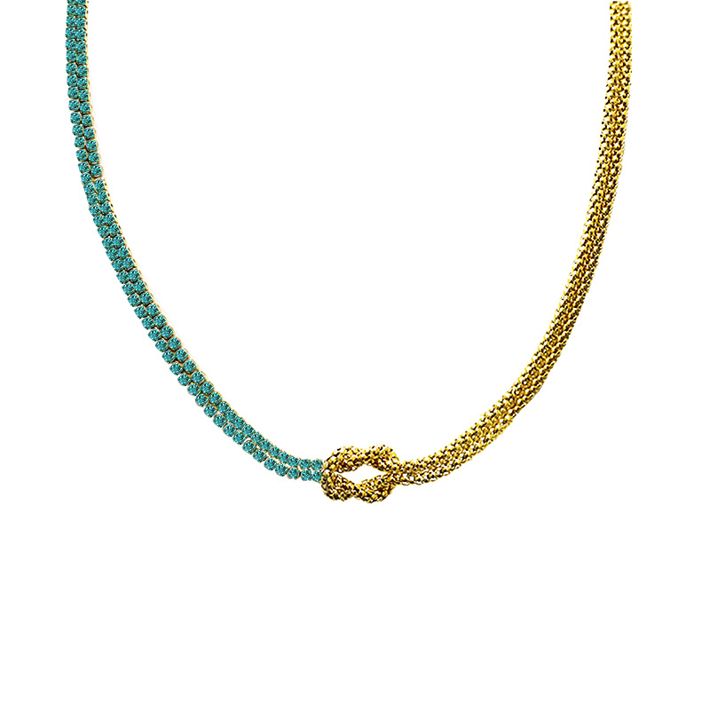 COLLANA CON NODO E ZIRCONE COLORATO A DOPPIO FILO 2MM - JN25120C271