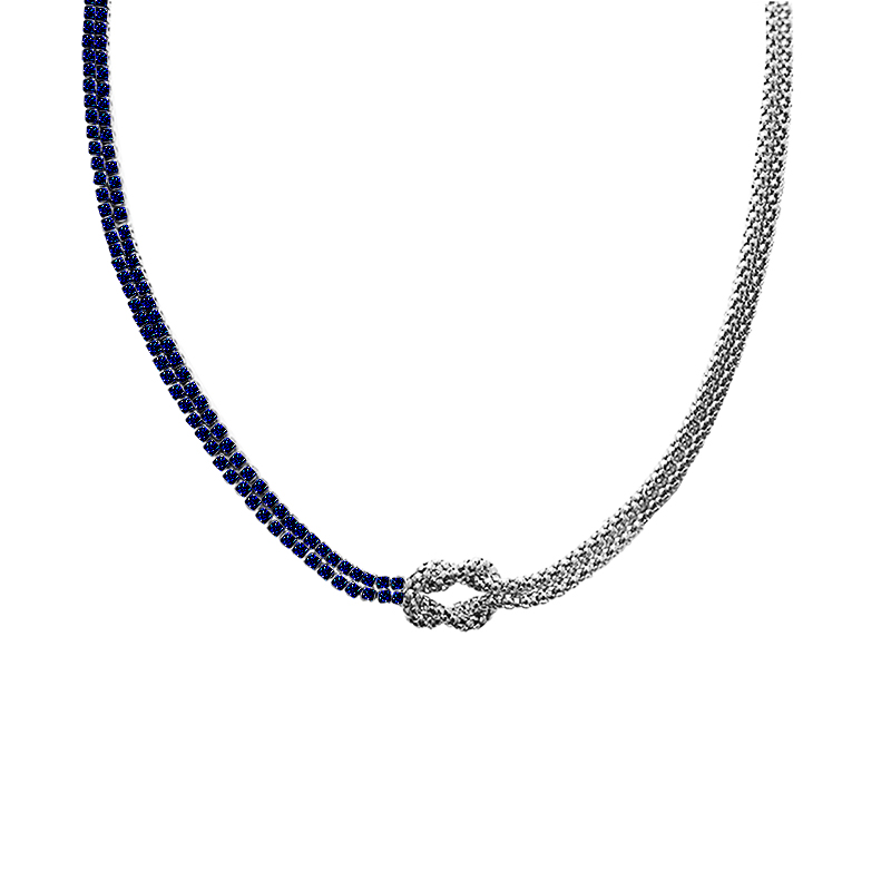 COLLANA CON NODO E ZIRCONE COLORATO A DOPPIO FILO - JN25120C271