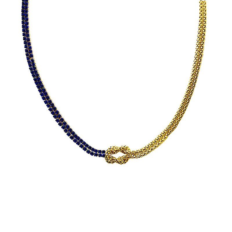 COLLANA CON NODO E ZIRCONE COLORATO A DOPPIO FILO - JN25120C271