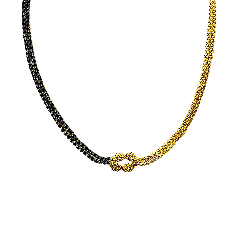 COLLANA CON NODO E ZIRCONE COLORATO A DOPPIO FILO - JN25120C271