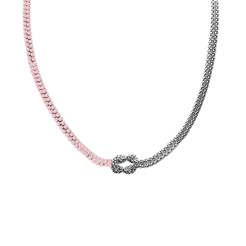 COLLANA CON NODO E ZIRCONE COLORATO A DOPPIO FILO - JN25120C271