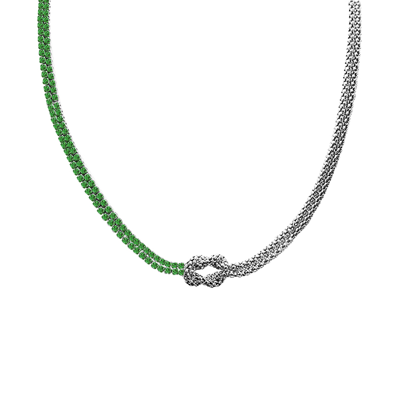 COLLANA CON NODO E ZIRCONE COLORATO A DOPPIO FILO - JN25120C271