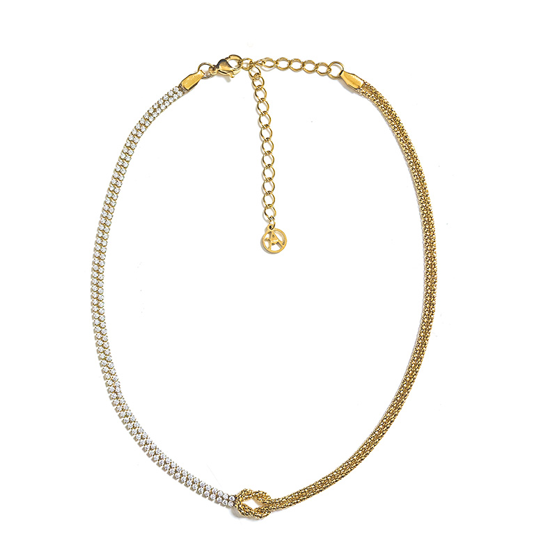 COLLANA CON NODO E ZIRCONE COLORATO A DOPPIO FILO 1.5MM - JN25120C721