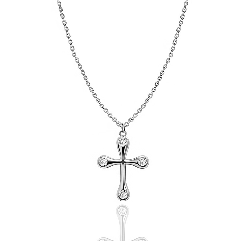 COLLANA CON PENDENTE A CROCE CON ZIRCONI - JN2552C674