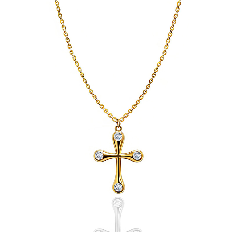 COLLANA CON PENDENTE A CROCE CON ZIRCONI - JN2552C674