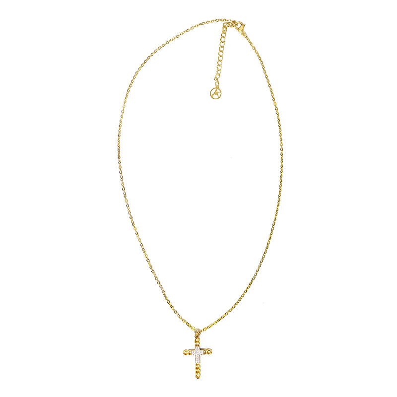 COLLANA CON PENDENTE A CROCE CON ZIRCONI - JN2556C671