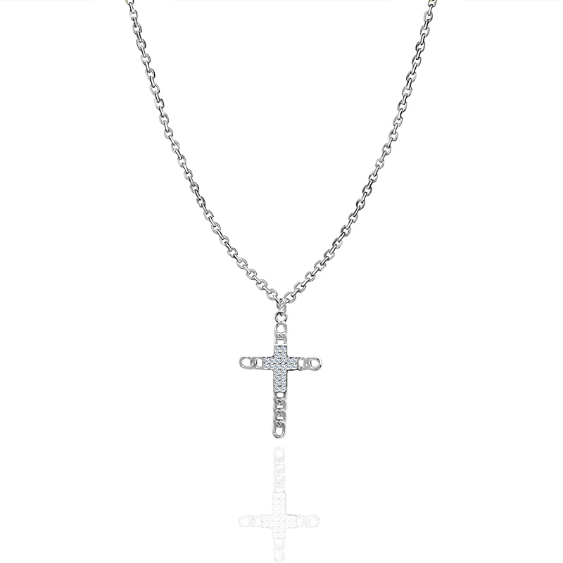 COLLANA CON PENDENTE A CROCE CON ZIRCONI - JN2556C671