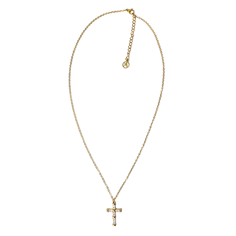 COLLANA CON PENDENTE A CROCE CON ZIRCONI - JN2556C672