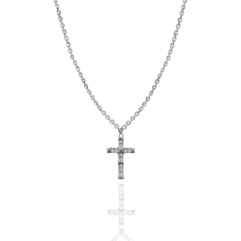 COLLANA CON PENDENTE A CROCE CON ZIRCONI - JN2556C672