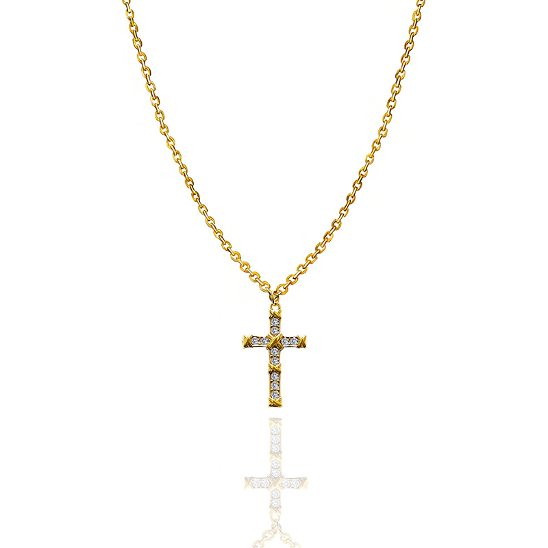 COLLANA CON PENDENTE A CROCE CON ZIRCONI - JN2556C672