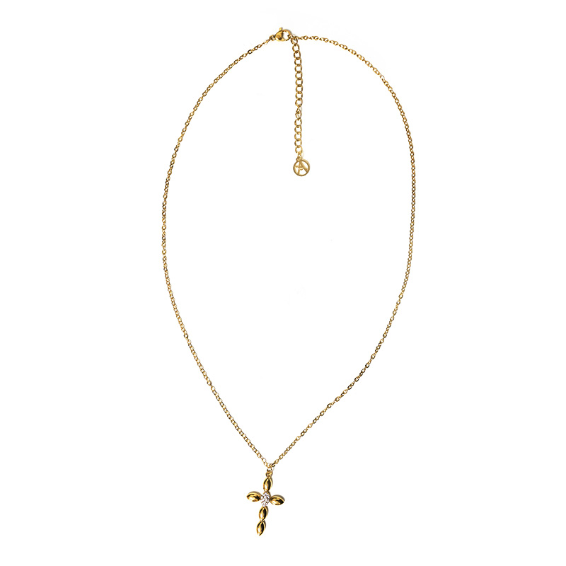 COLLANA CON PENDENTE A CROCE CON ZIRCONI - JN2556C675