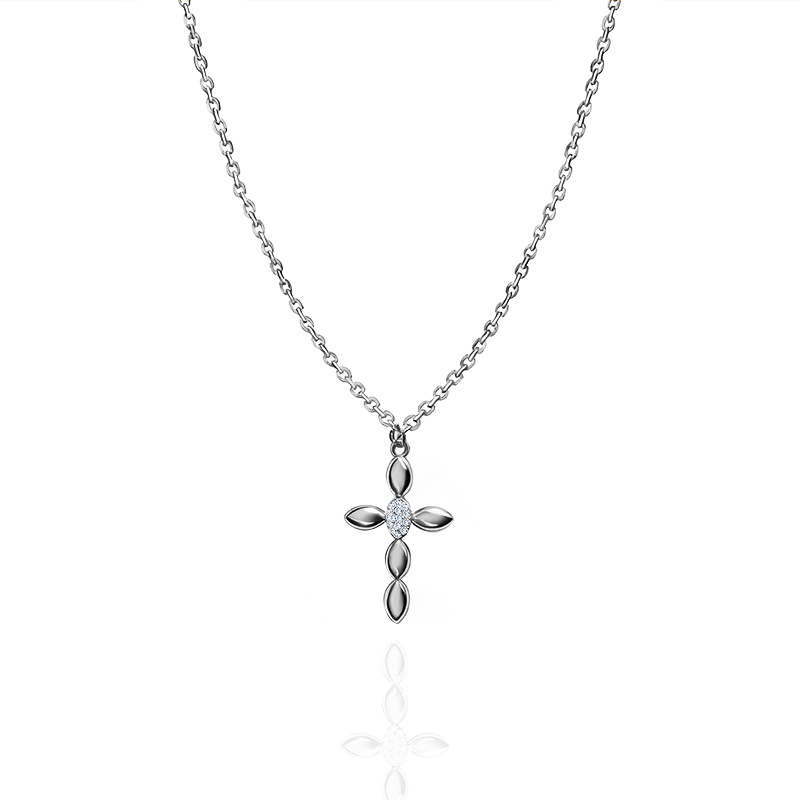 COLLANA CON PENDENTE A CROCE CON ZIRCONI - JN2556C675