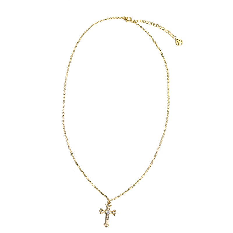 COLLANA CON PENDENTE A CROCE CON ZIRCONI - JN2556C676