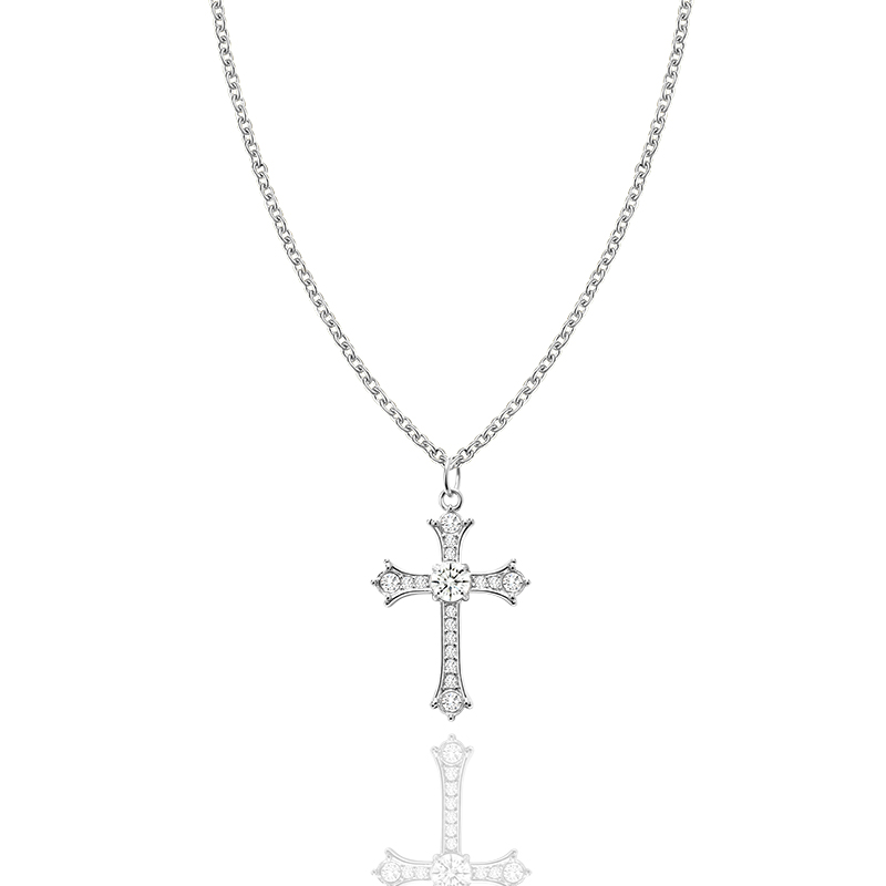 COLLANA CON PENDENTE A CROCE CON ZIRCONI - JN2556C676