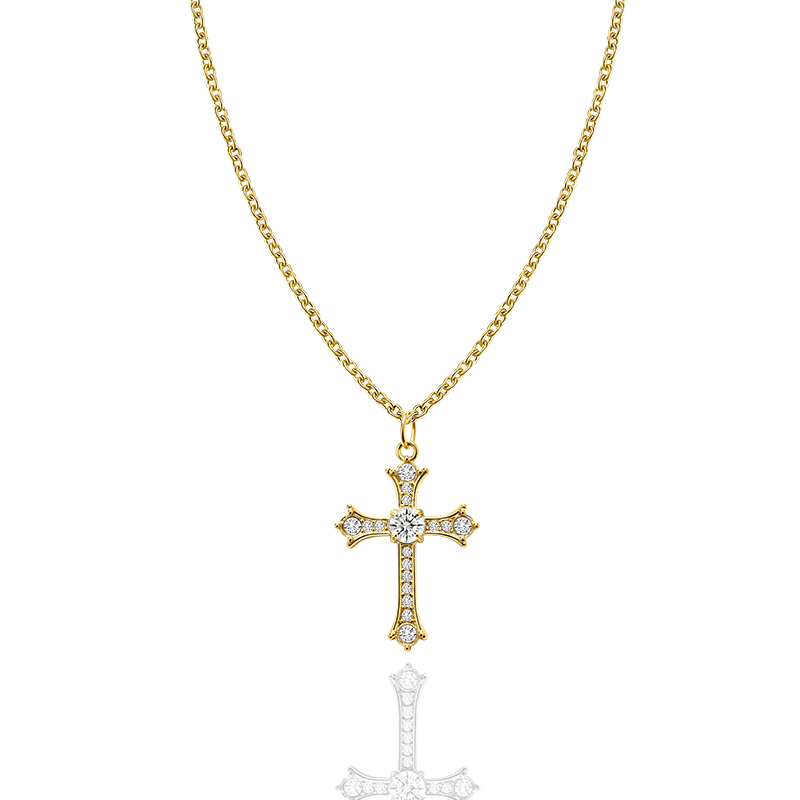 COLLANA CON PENDENTE A CROCE CON ZIRCONI - JN2556C676