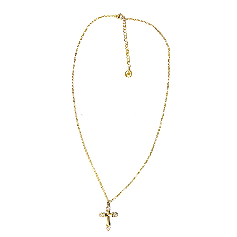 COLLANA CON PENDENTE A CROCE CON ZIRCONI - JN2556C679