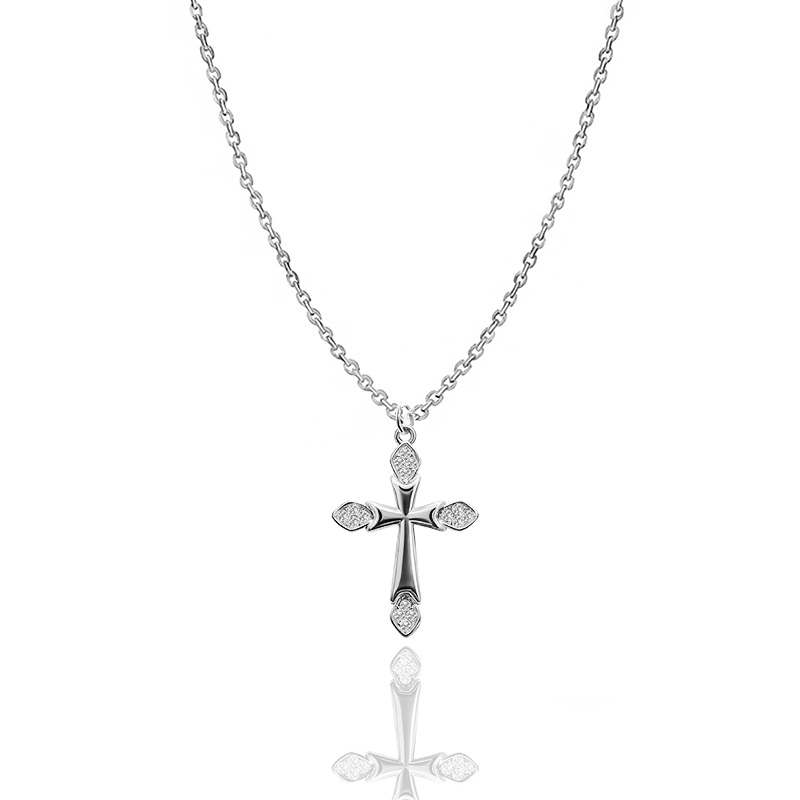 COLLANA CON PENDENTE A CROCE CON ZIRCONI - JN2556C679
