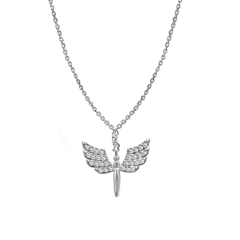 COLLANA CON PENDENTE A ALI D'ANGELO CON ZIRCONI - JN2556C682