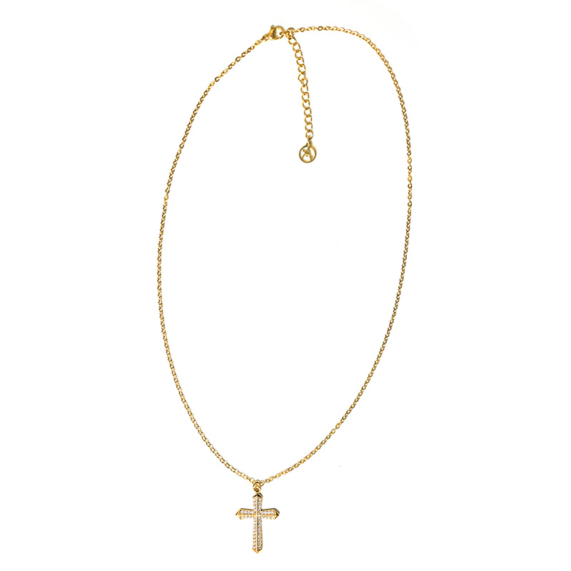 COLLANA CON PENDENTE A CROCE CON ZIRCONI - JN2560C670