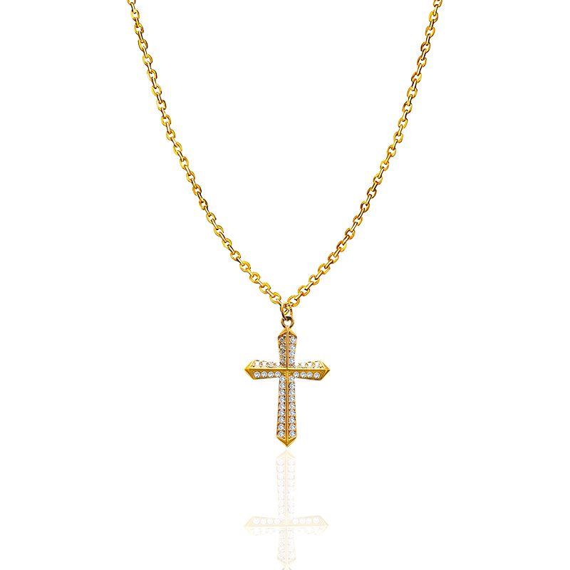 COLLANA CON PENDENTE A CROCE CON ZIRCONI - JN2560C670