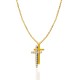 COLLANA CON PENDENTE A DOPPIA CROCE CON ZIRCONI - JN2560C680