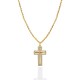 COLLANA CON PENDENTE A CROCE TRAFORATA CON ZIRCONI - JN2564C677