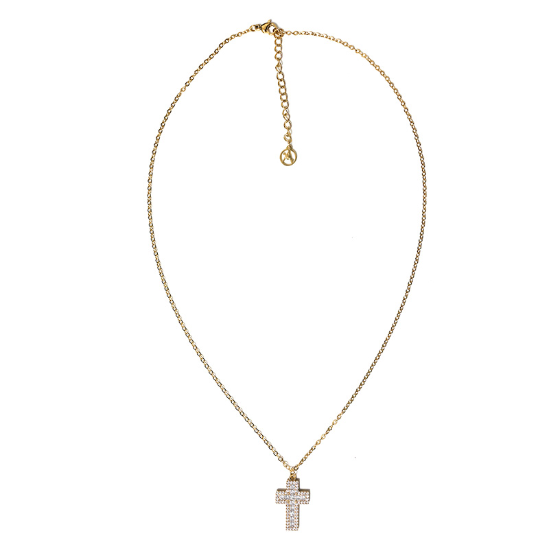 COLLANA CON PENDENTE A CROCE CON ZIRCONI - JN2576C678