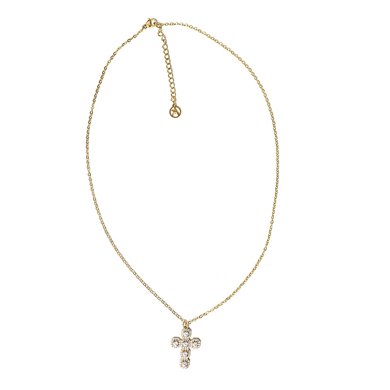 COLLANA CON PENDENTE A CROCE ARROTONDATA CON ZIRCONI – JN2580C669