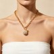 COLLANA A CATENA CON PENDENTI A CAMPANELLA E PAVÉ DI ZIRCONI - JN260200D253