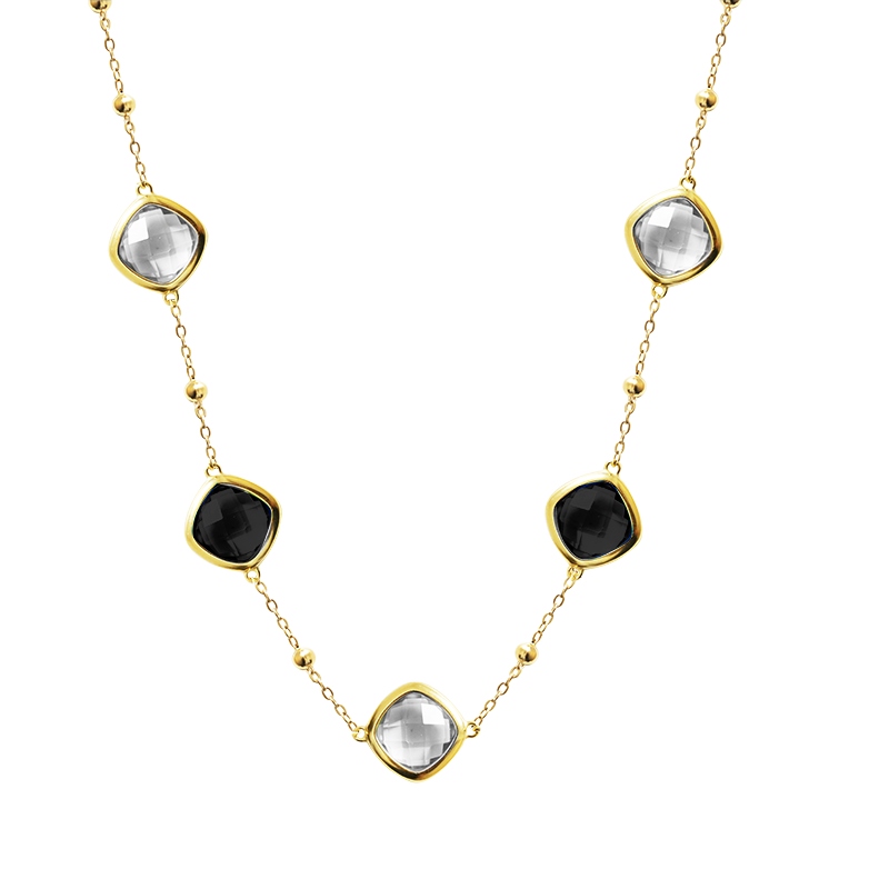 COLLANA CON CRISTALLI QUADRATI COLORATI - MDD2514N COLLANA CON CRISTALLI QUADRATI COLORATI - MDD2514N
