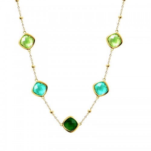 COLLANA CON CRISTALLI QUADRATI COLORATI - MDD2514N