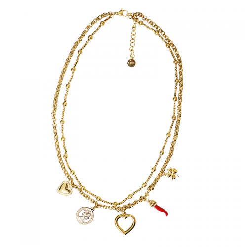 COLLANA A DOPPIO FILO CON CHARMS PORTAFORTUNA - MDD2705N