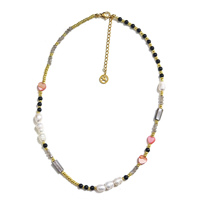 COLLANA CON PERLINE COLORATE E PERLE CON DETTAGLI A CUORE - MNK211211104H1