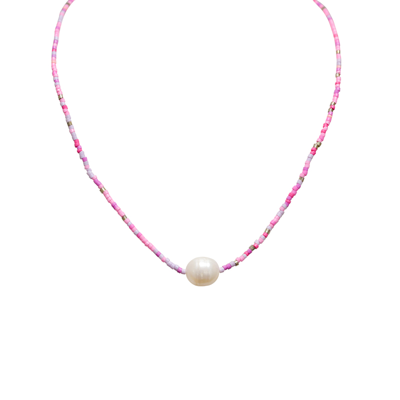 COLLANA CON PERLINE COLORATE E PERLA - MNK21121160G80