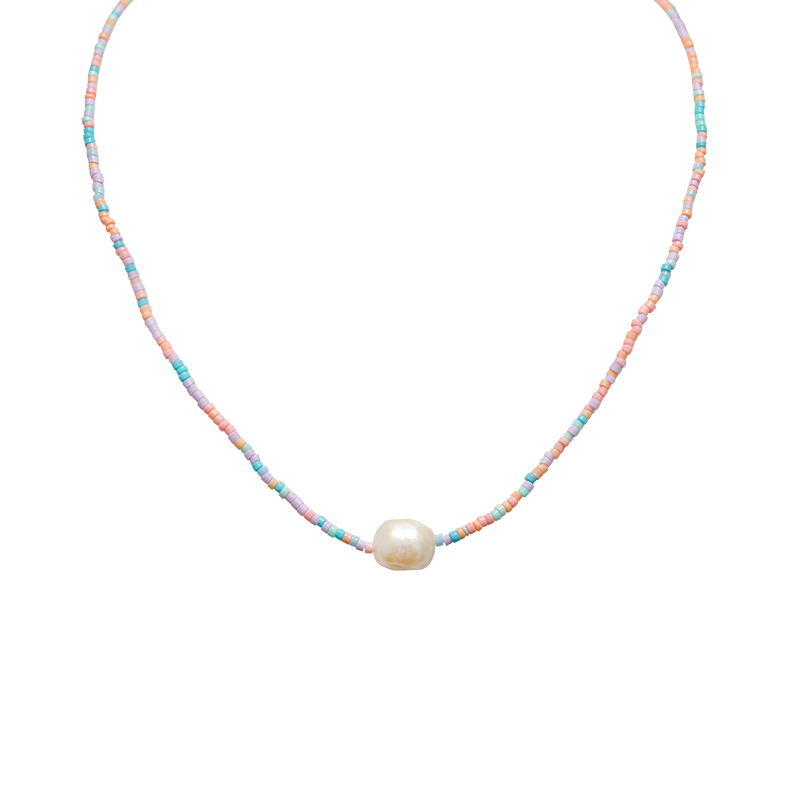 COLLANA CON PERLINE COLORATE E PERLA - MNK21121160G80